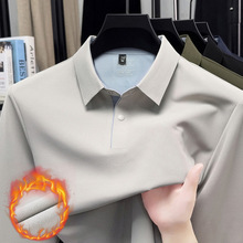 【一件代发】中年冬季加绒长袖polo衫体恤百搭男士休闲T恤运动休