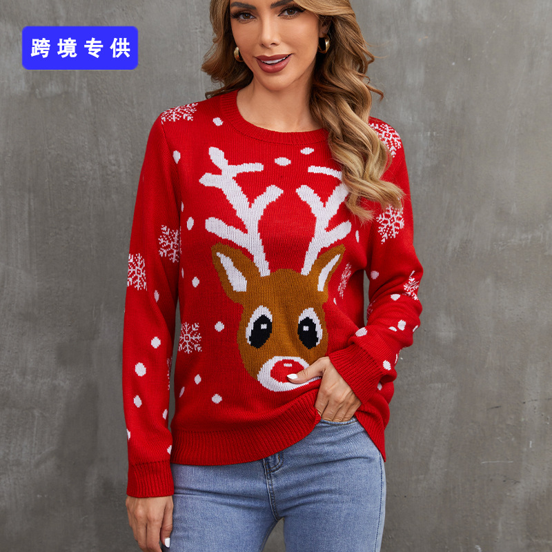 2024 popular UglySweater festival de navidad ChristmasSweater cuello redondo prendas de punto femenino