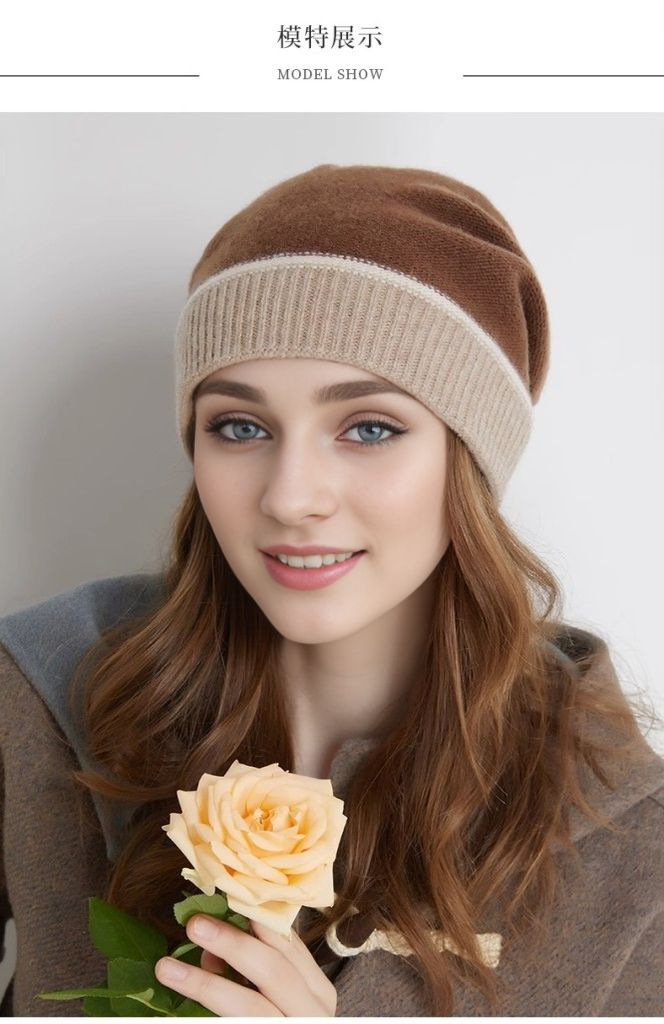 Herbst und Winter Neue Stil Kaschmir Wolle Gehörschutz Warme Kontrast Gestrickte Hut frauen Baotou Pullover Haufen Kappe_voghion.com