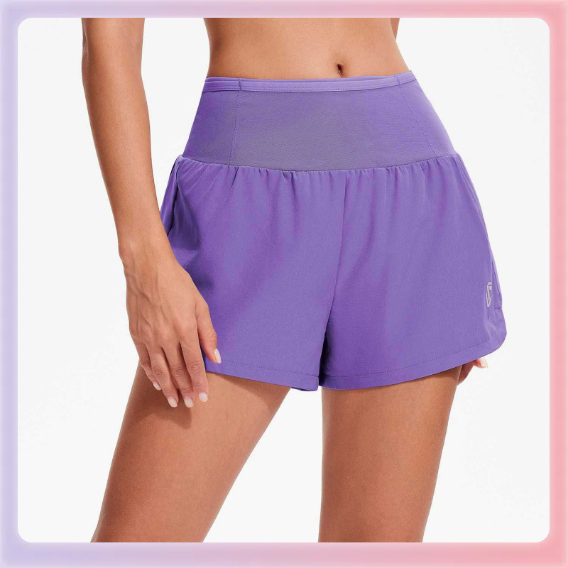 ✅ Full Waist Pocket Sports Shorts Women's Breathable Elastic Fitness Pants Summer High Waist Running Training Quick-Drying Yoga
