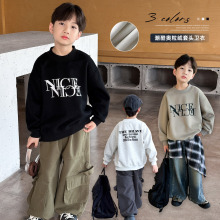 儿童冬装男童加绒卫衣秋冬款2025新款小男孩秋季加厚一体绒上衣潮