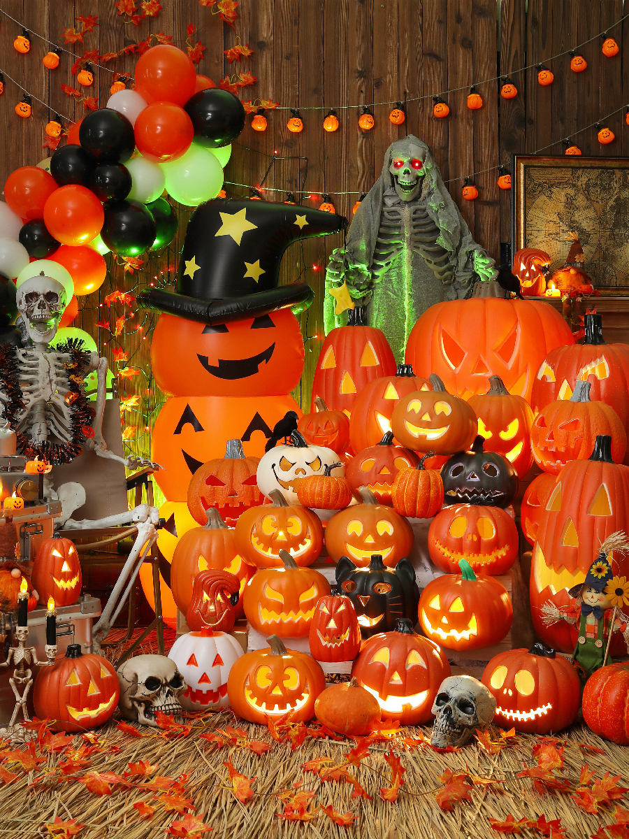 Decoración de bar de luces de calabaza de Halloween brillante decoración en línea accesorios accesorios al aire libre decoración decoración