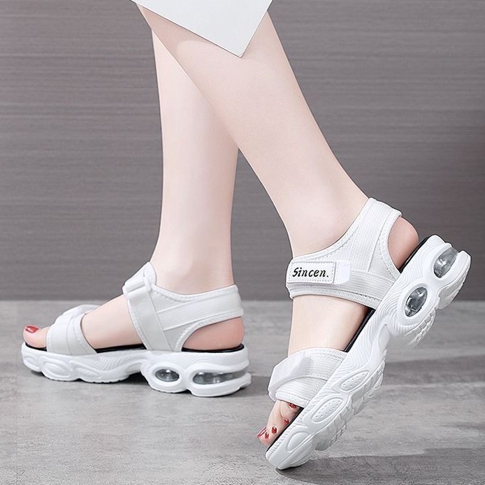 Sandallas deportivas de doble estrella de moda de verano para mujeres con almohadilla de aire con suela suave y cómoda, zapatos de playa de velcro con dedos abiertos