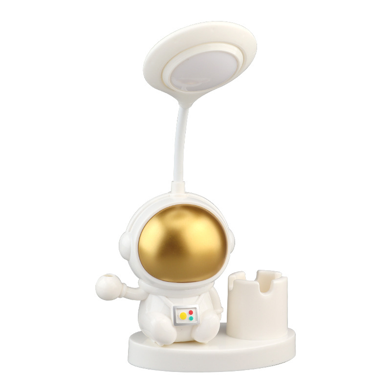 Lámpara de escritorio recargable con diseño de astronauta de dibujos animados para estudiantes, protección ocular LED, pequeño regalo para niños, logotipo personalizable, divertida