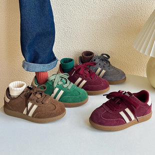 Korean Style Children's Retro German Training Shoes Spring and Autumn Frosted Board Shoes for Boys and Girls Velcro Soft Sole Baby Forrest Gump Shoes