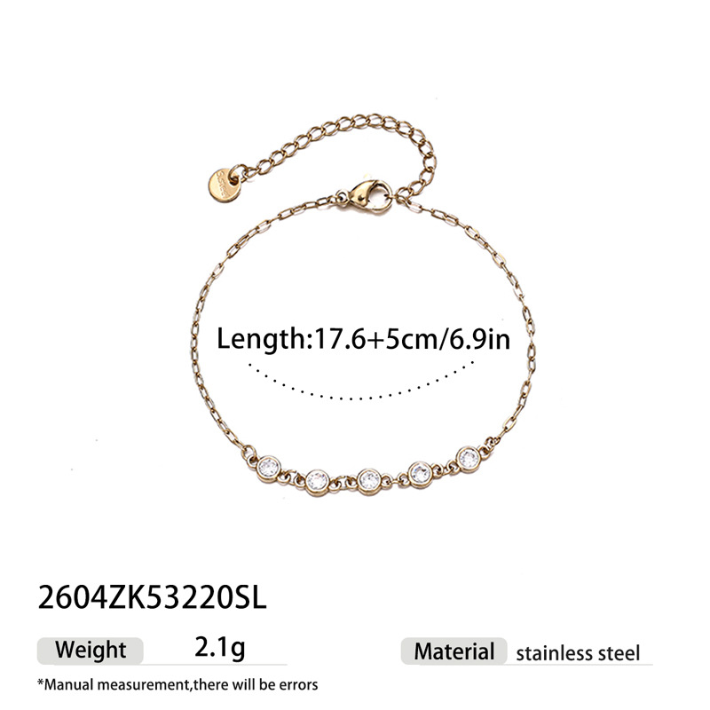 Tina Europa y los Estados Unidos acero inoxidable transfronterizo simple universal vacío electrodeposición diamante amor pulsera de zirconio color joyas de nicho para mujeres