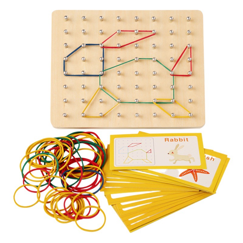 De madera de los niños educación temprana montessori forma geométrica creativa tablero de uñas material didáctico kindergarten bebé juguetes educativos