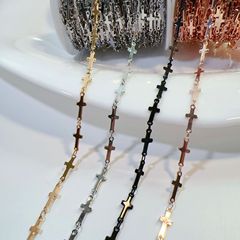 クロスボーダー装飾品クロスチェーン金属高保色クロスアクセサリーパンク風diyチェーンネックレスブレスレット