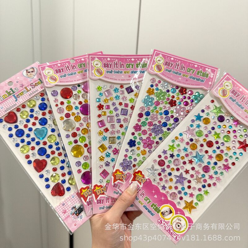 Colorful Five-Pointed Star Gem Stickers Acrylic Crystal Stickers Kidsren's Reward DIY Stereo Decorative Makeup Rhinestone Stickers