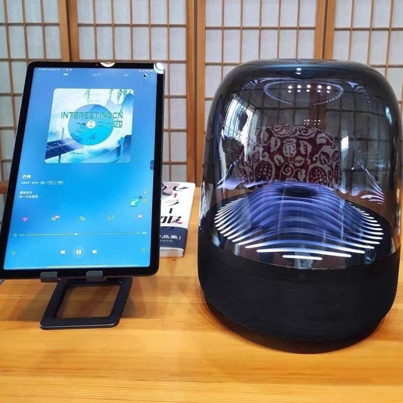 Huaqiangbei Harman Fourth Generation Glazed Bluetooth Smart Atmosphere Speaker 360-Degree Breathing Light Cool Sound Quality High-End Version