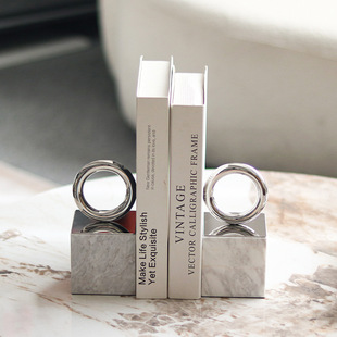 Nordic Light Luxury Marble Ring Bookend Ornaments Model Room Office Study Advanced Sense Bookend Bookend Bookend Ornaments