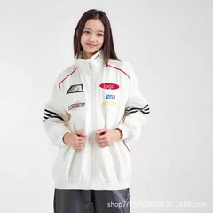 2025秋季新款复古赛车风梭织立领风衣外套男女同款休闲运动风衣