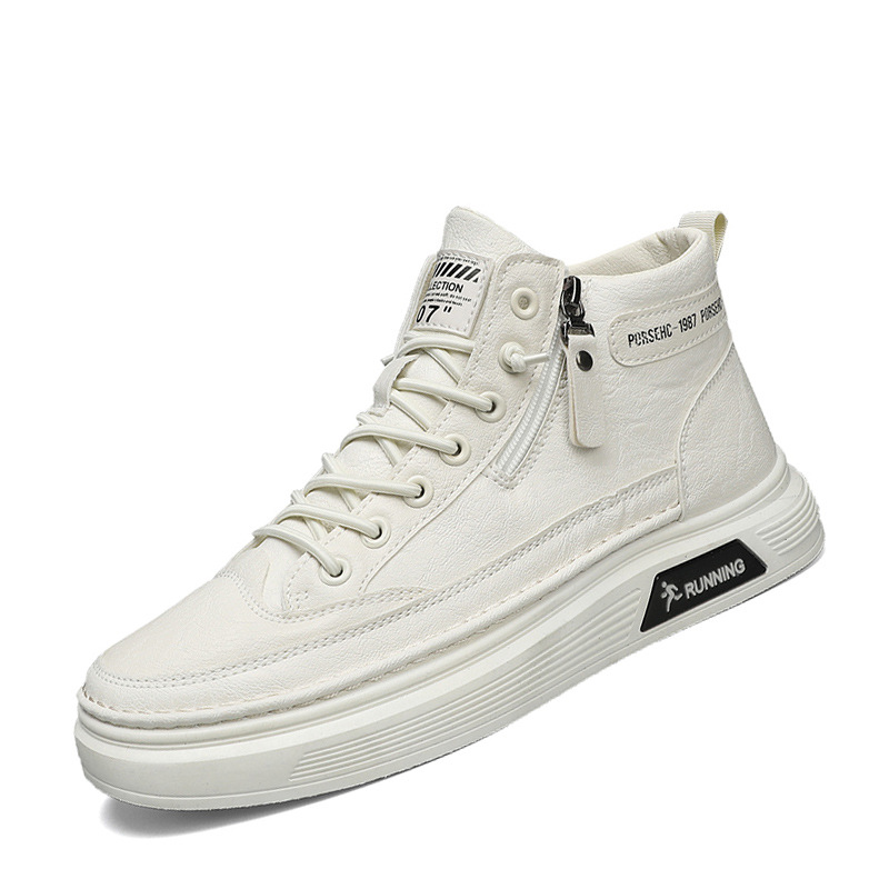 Zapatos casuales de estilo inglés de primavera para hombres, zapatos casuales comerciales de color sólido, nuevos zapatos de skate elásticos