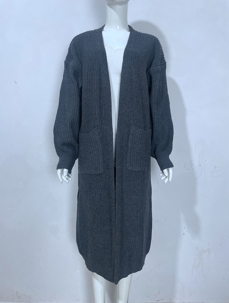 Cardigan maglione sciolto da donna con maniche a lanterna_voghion.com