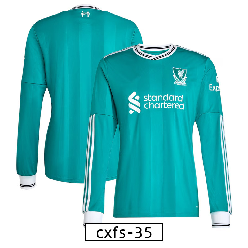 Comercio extranjero transfronterizo para camisetas de fan de manga larga personalizadas otoño y invierno 2025, camisetas de fútbol gruesas, camisetas de fútbol retro