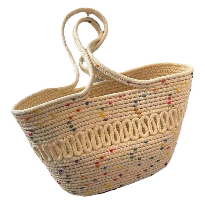 Bolso de hilo de algodón bolso de verano portátil todo partido bolso tejido bolso de playa bolso de mujer