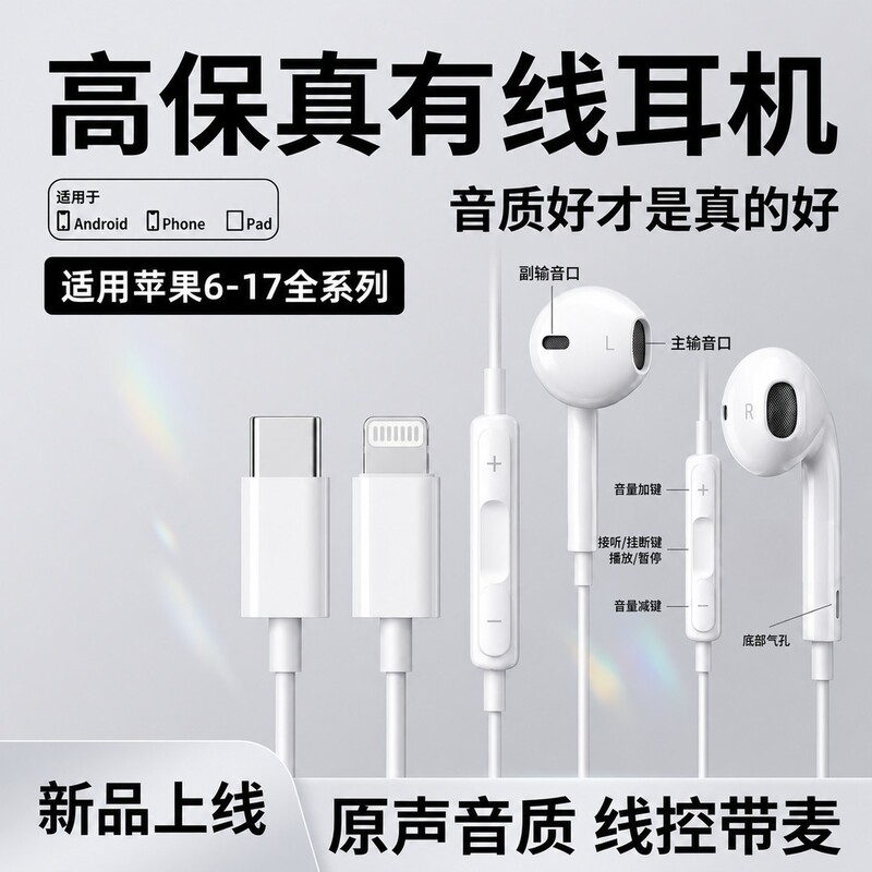 Wired semi-in-ear headphones type-c digital wired high-quality universal compact wired headphones with low latency and high sound quality Wired semi-in-ear headphones type-c digital wired high-quality universal compact wired headphones with low latency and high sound quality