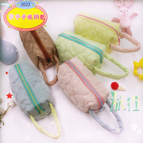 ins cosmetic bag women's large-capacity pencil bag multi-functional washing portable storage bag candy color simple hand wallet