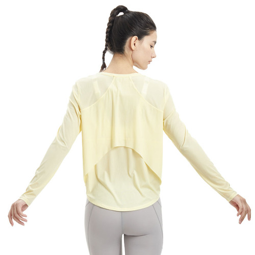 Light and cool yoga wear cover-up for women in summer, loose mesh long-sleeved fitness wear, thin t-shirt