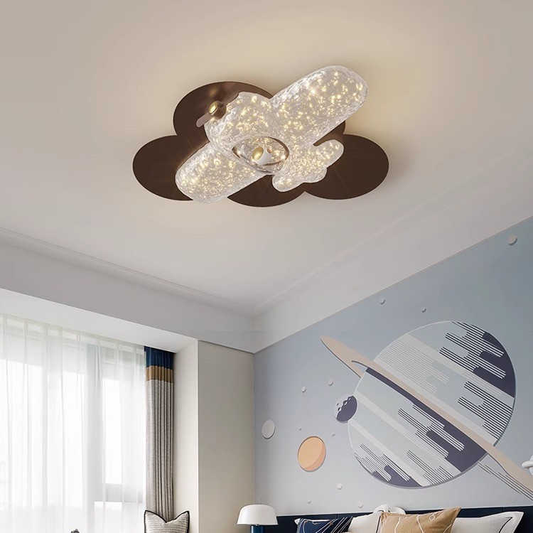 Lámpara de techo de dormitorio de espectro completo de estilo antiguo, lámpara de estudio de color de nogal retro, lámpara de dormitorio principal, lámpara de Zhongshan