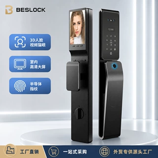 3D人脸识别智能门锁全自动指纹密码工厂跨境批发