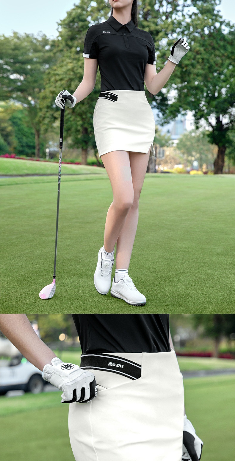 Áo thun golf nữ tay ngắn phối váy ngắn thể thao — Áo trắng [lưới thoáng khí tay vai/vải mát nhẹ/eo thon gọn] M25YF036, Áo đen [lưới thoáng khí tay vai/vải mát nhẹ/eo thon gọn] M25YF036, Áo màu ngỗng sữa [lưới thoáng khí tay vai/vải mát nhẹ/eo thon gọn] M25YF036 chi tiết 7