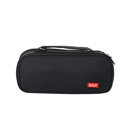 Minimalist Double-Layer Large Capacity Five-Compartment Canvas School Bag Oxford Color Pure Color Student Stationery Organizer Pencil Case