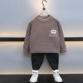 童装男童毛线衣2025秋冬新款羊驼绒儿童加厚保暖毛衣韩版休闲上衣