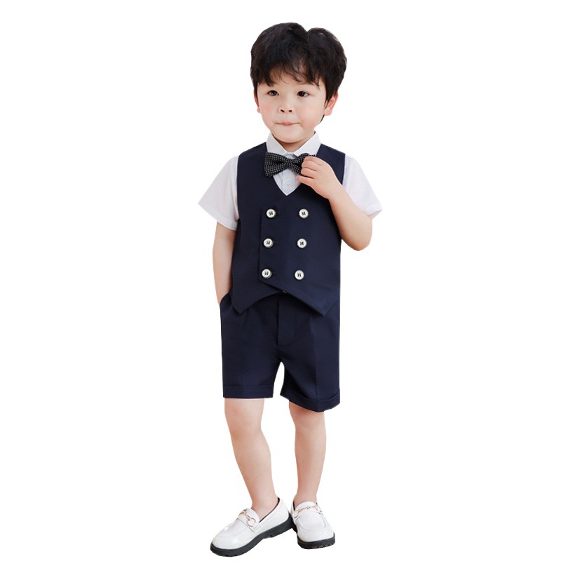 Children's Vest Set Boy's Flower Wedding Dress Baby's Birthday Children's Suit Piano Performance Dress
