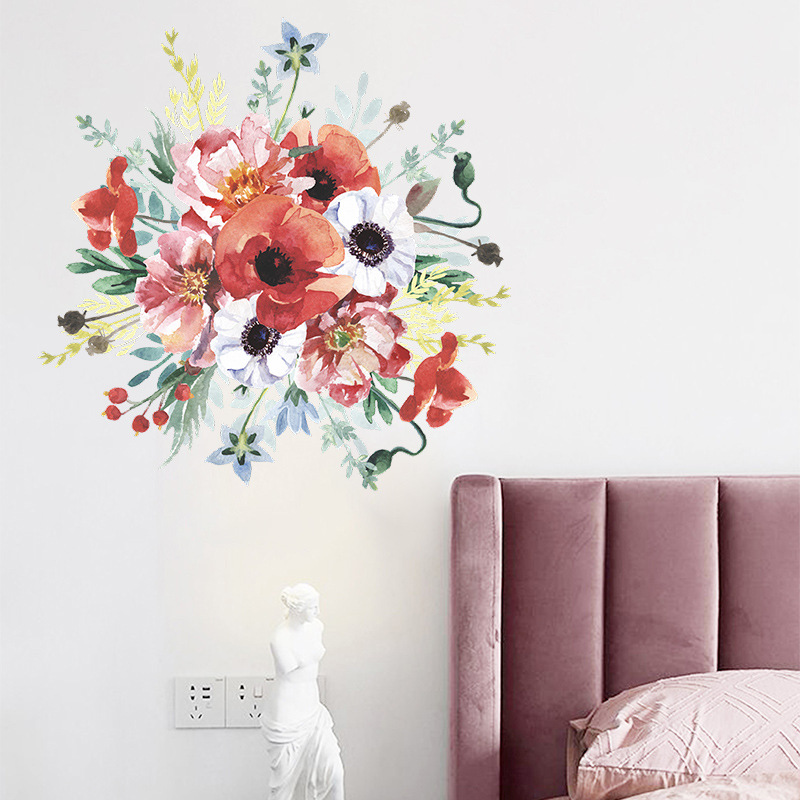 Retro Flower Bedroom Living Room Porch Wall Stickers display picture 3