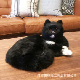 英一号仿真猫咪动物模型 皮毛工艺品大号贵妃猫 桌面礼品摆件