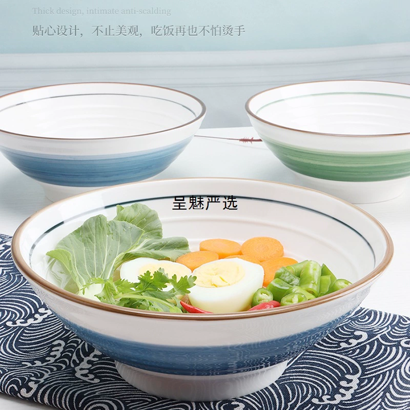 Керамическая миска для лапши для домашнего использования, защита от ожогов, коммерческая коническая миска, керамическая миска для китайского магазина лапши, большая миска, миска для супа с лапшой, миска для рамэна.