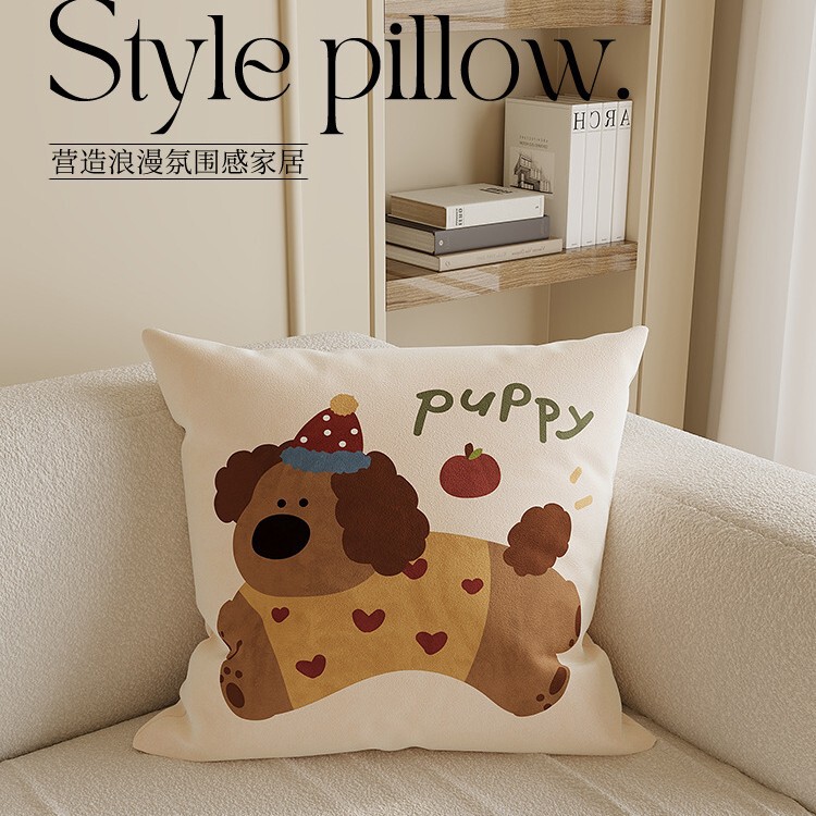 Modern Simple High-End Pillow Light Luxury Pillow Cartoon Fabric Bed Living Room Sofa Pillow Cover Cushion with Core