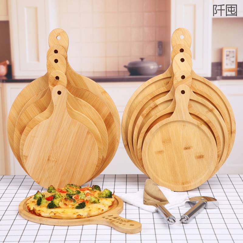 。竹木托盘6-12寸圆形披萨板方形西餐托盘牛排面包盘烘焙烧烤切板