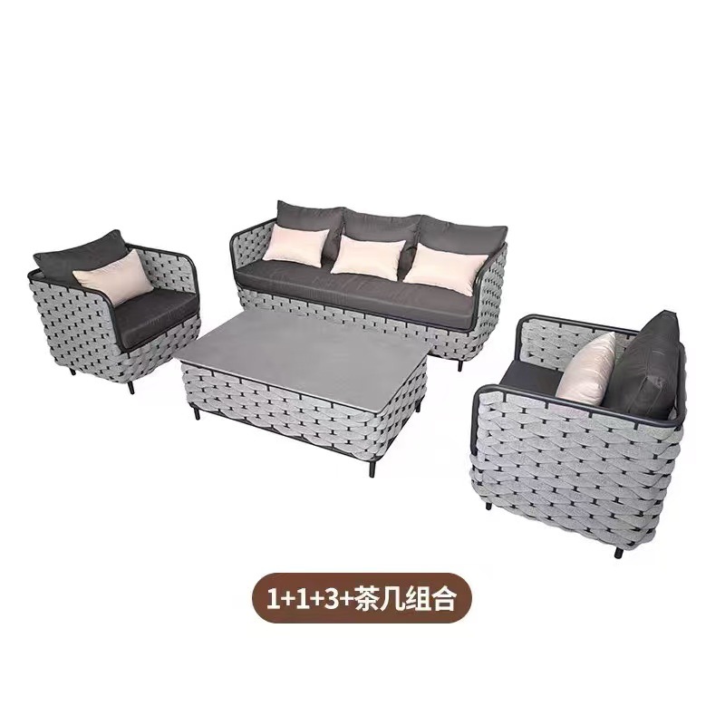 Ventas transfronterizas directas al aire libre de aleación de aluminio caña sofá casual minimalista villa patio terraza hotel interior y exterior