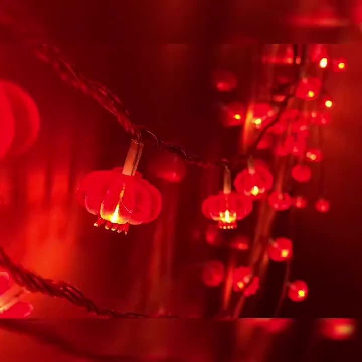 LED红灯笼遥控灯串装饰用品元宵春节灯笼批跨境专供户外防水灯串