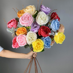 Wedding simulation two-headed Austin Rose Wedding Hall flower arrangement road lead home living room decoration fake flower decoration wholesale