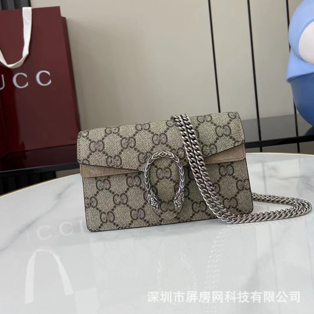 新品Dionysus酒神虎头扣mini帆布老花链条单肩包斜挎包女包外贸