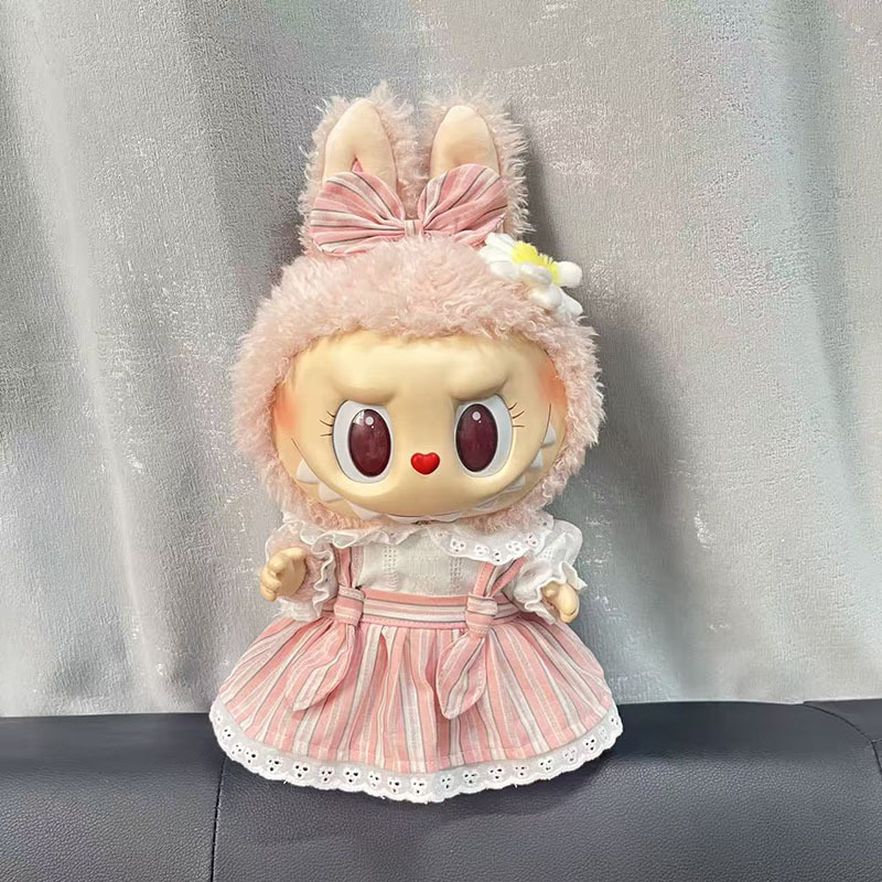 Ropa de muñeca de peluche de vinilo Labubu de 38cm para ropa de muñeca La Bu Time to Chill