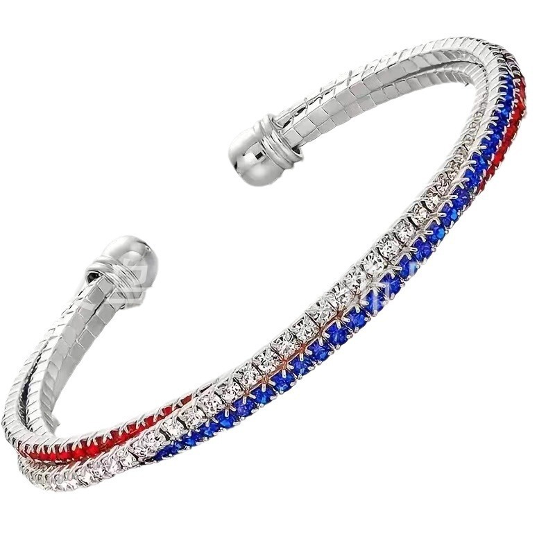 Cross-border New US Independence Day Personality Diamond Bracelet Creative Christmas Color Contrast Bracelet Fashion All-match Jewelry