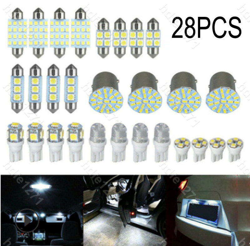 28PCS conjunto de lámparas interiores LED de automóviles T10 luz de ancho de doble punta luz de lectura 28 piezas de luz de matrícula