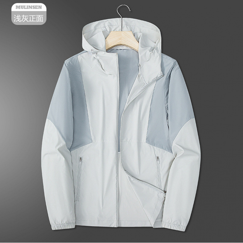 2508 color de verano para hombres y mujeres hielo ventilador chaqueta de protección solar deportiva con sombrero al aire libre abrigo elástico super delgado de moda