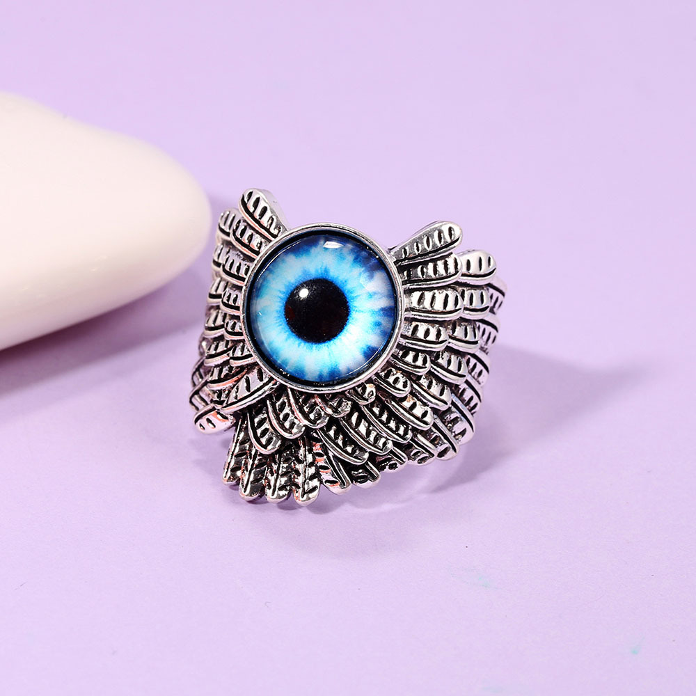 Verstellbarer Blauer Evil Eye Ring Aus Legierung Für Damen_voghion.com