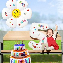 生日数字气球装饰场景布置女孩男宝宝儿童2周岁3派对氛围道具万百
