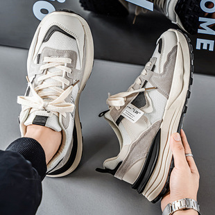 Trendy Men's Shoes Summer 2025 New Breathable Sports Casual Versatile Thick-Soled Waffle Dad Sneakers