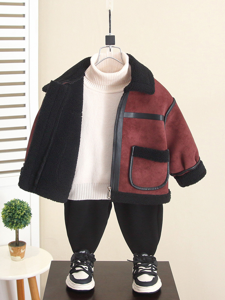 Chaqueta para Niños 6723, Otoño-Invierno 2026, Nuevo Modelo, Ropa de Invierno para Bebés con Cuero y Piel Integrados, Forro Polar y Diseño Moderno image 5