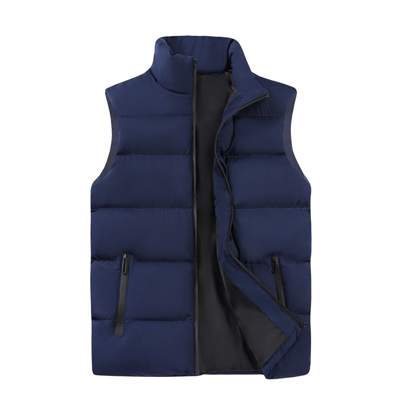 Chaleco para hombre transfronterizo para otoño e invierno, chaleco sin mangas grueso con cuello alto, chaqueta cortavientos para hombre, chaleco cálido de algodón, gilet. image 11