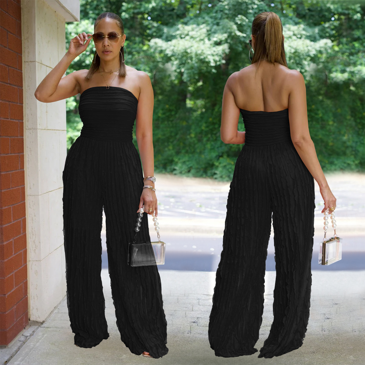 C7465 Cross-border AliExpress Amazon Ropa de mujer de moda europea y americana Mono suelto casual ondulado Nuevo