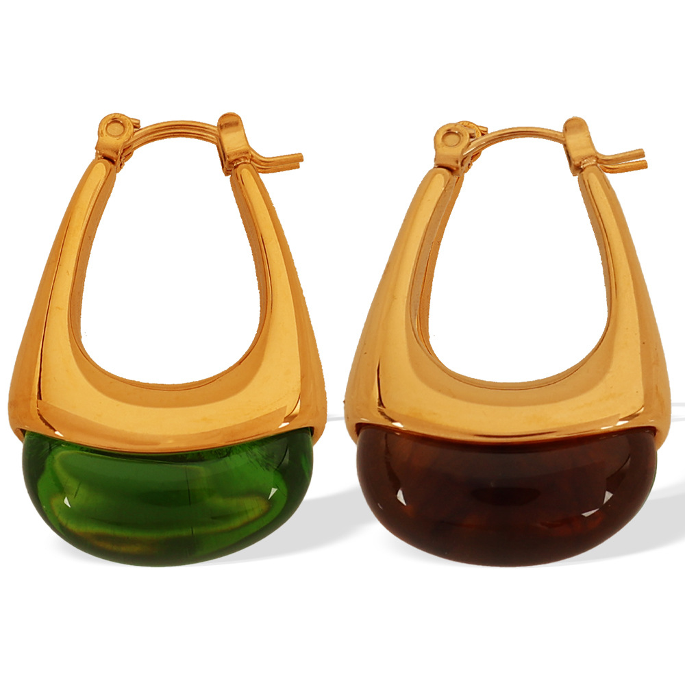 Maillard French Resin Amber Drop Earrings Women's Niche Design High-end Fashion Ear Buckle Earrings