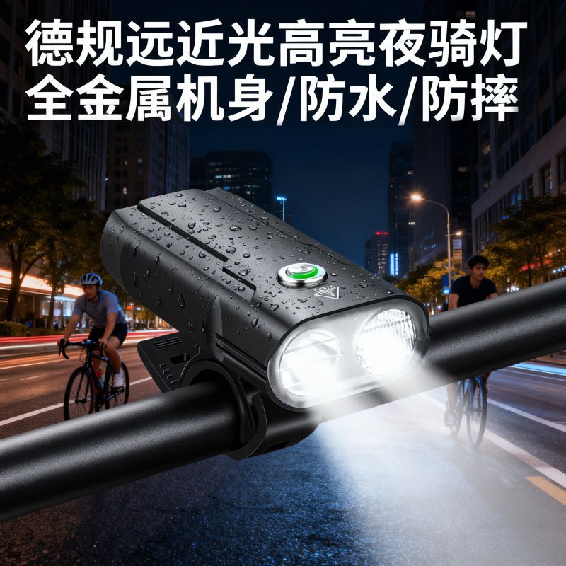 Aluminum Alloy Bicycle Headlight Type-C Night Riding High-Brightness Waterproof Built-In Battery Outdoor Equipment Light Set Tail Light